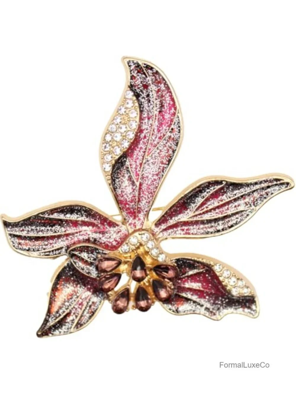 Crystal Butterfly Brooch Pin Elegant Floral Design Zircon Stones Wedding Party